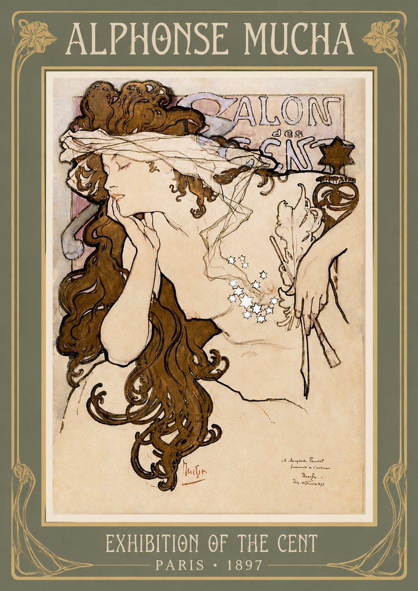 Mucha Salon Des Cent No3 - Plakat