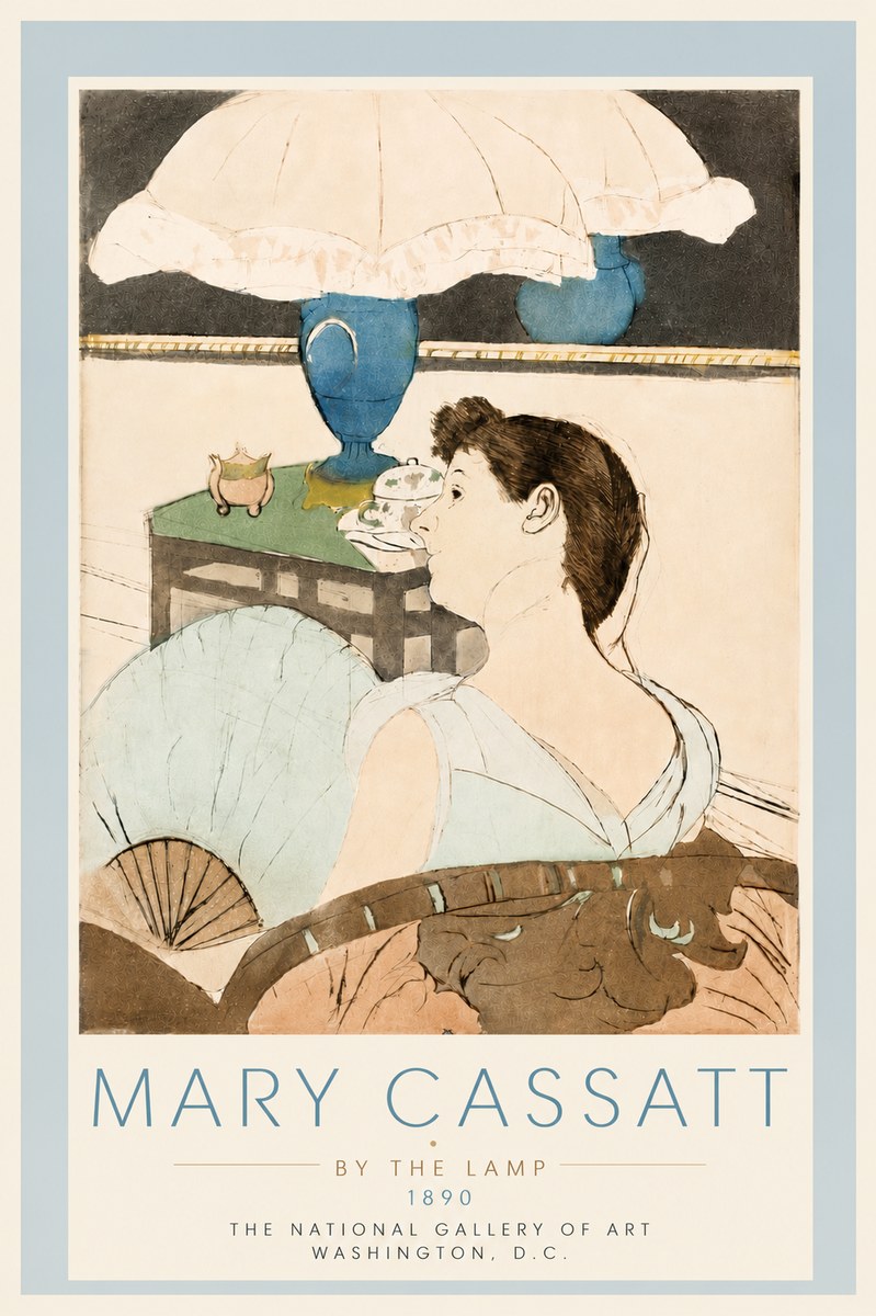 Mary Cassatt By the Lamp No5 - Plakat