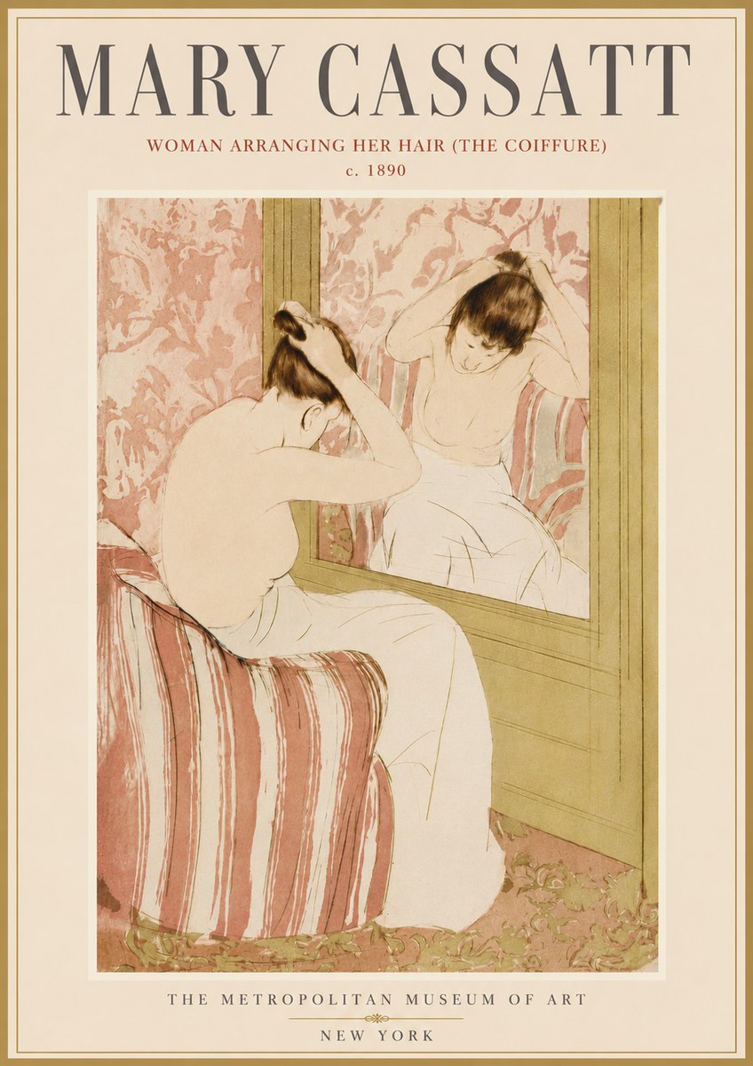 Mary Cassatt Woman Arranging Her Hair (the Coiffure) No6 - Plakat