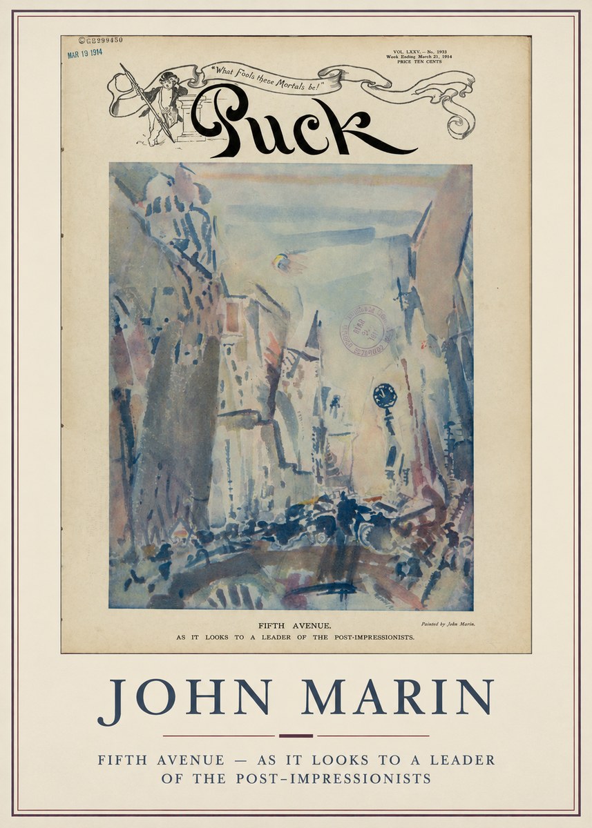 John Marin Fifth Avenue – as It Looks to a Leader of the Post-impressionists No5 - Plakat