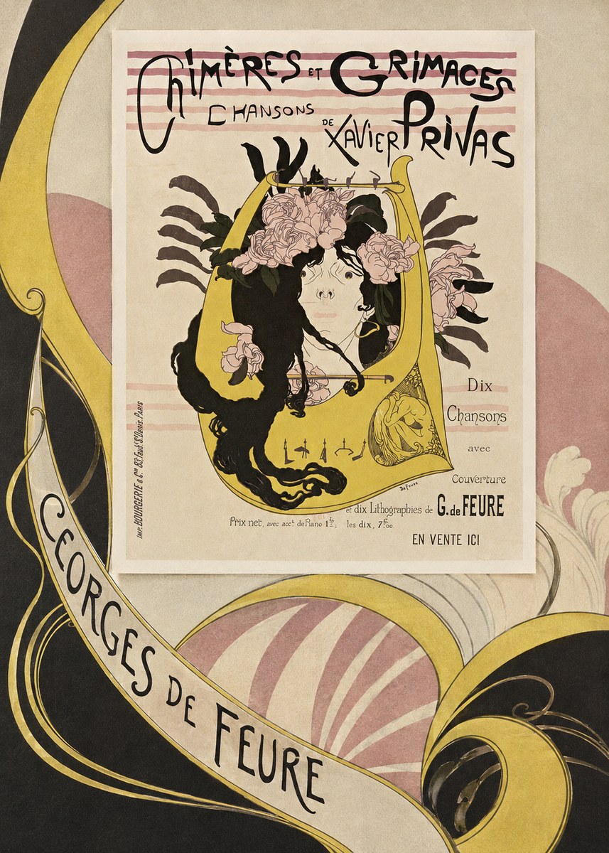 Georges de Feure Chimères Et Grimaces Chansons De Xavier Privas No4 - Plakat
