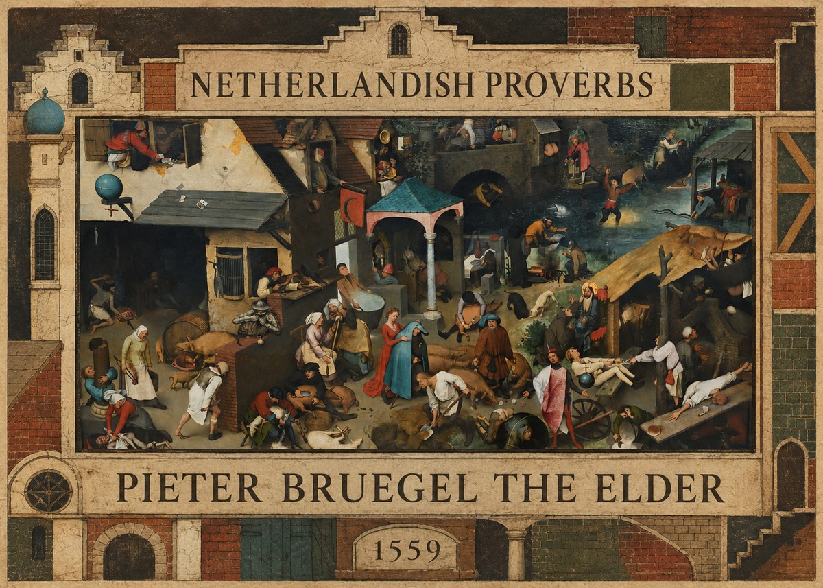 Pieter Bruegel Netherlandish Proverbs III No2 - Plakat