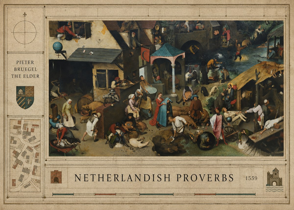 Pieter Bruegel Netherlandish Proverbs III No4 - Plakat
