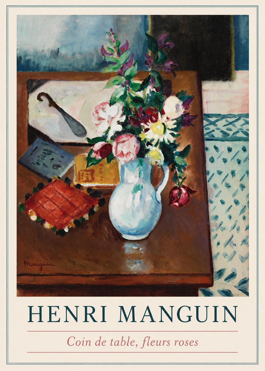 Henri Manguin Coin De Table, Fleurs Roses No1 - Plakat