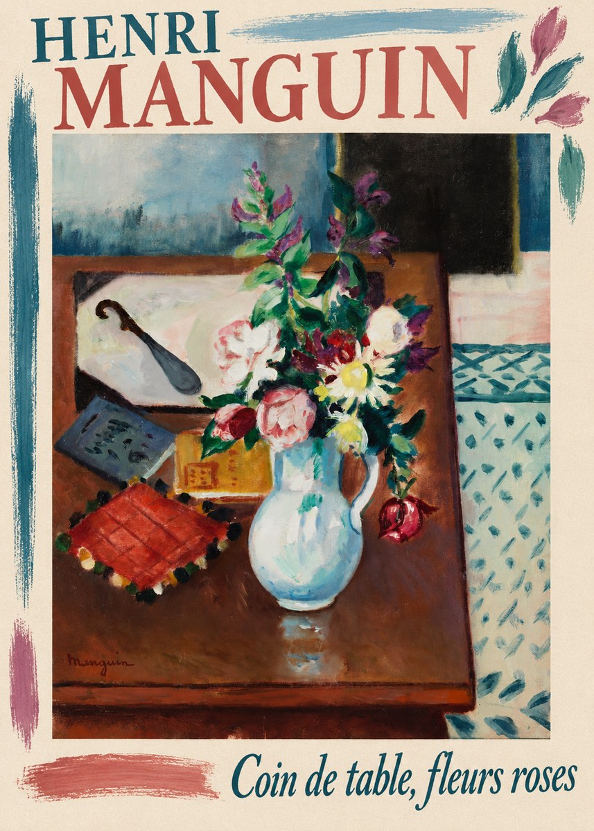 Henri Manguin Coin De Table, Fleurs Roses No2 - Plakat