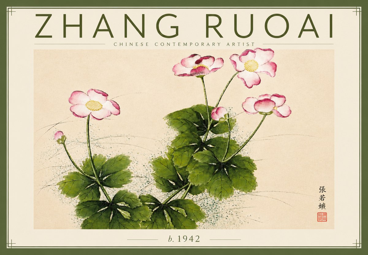 Zhang Ruoai Pink Anemones No4 - Plakat