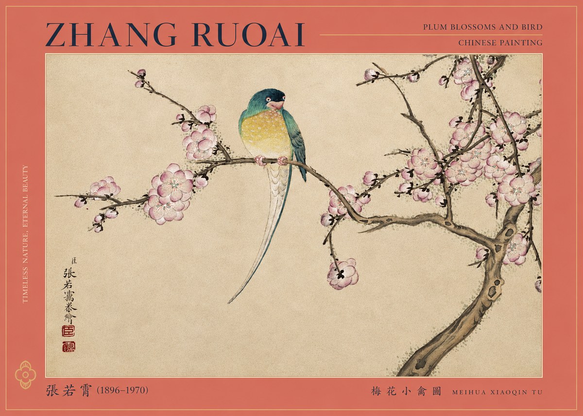 Zhang Ruoai Plum Blossoms and Bird No2 - Plakat