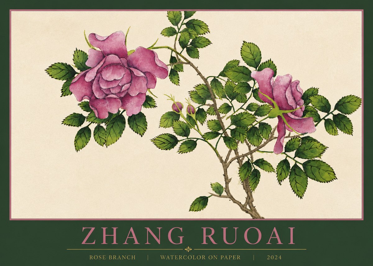 Zhang Ruoai Rose Branch No2 - Plakat