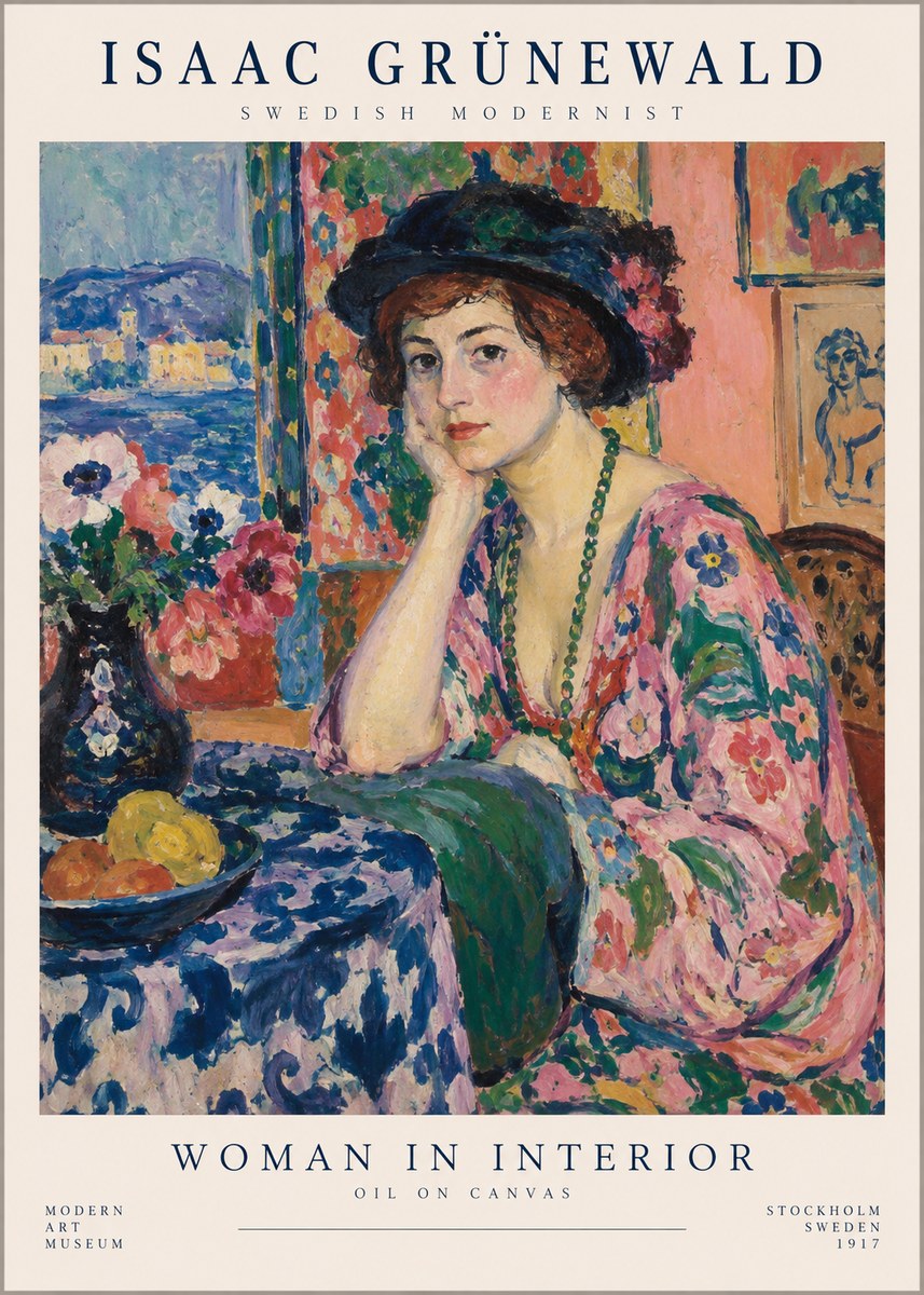 Isaac Grünewald Woman in Interior No1 - Plakat