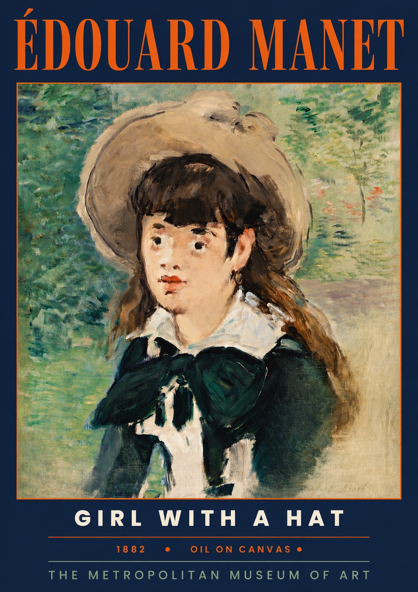 Édouard Manet Girl with a Hat No4 - Plakat
