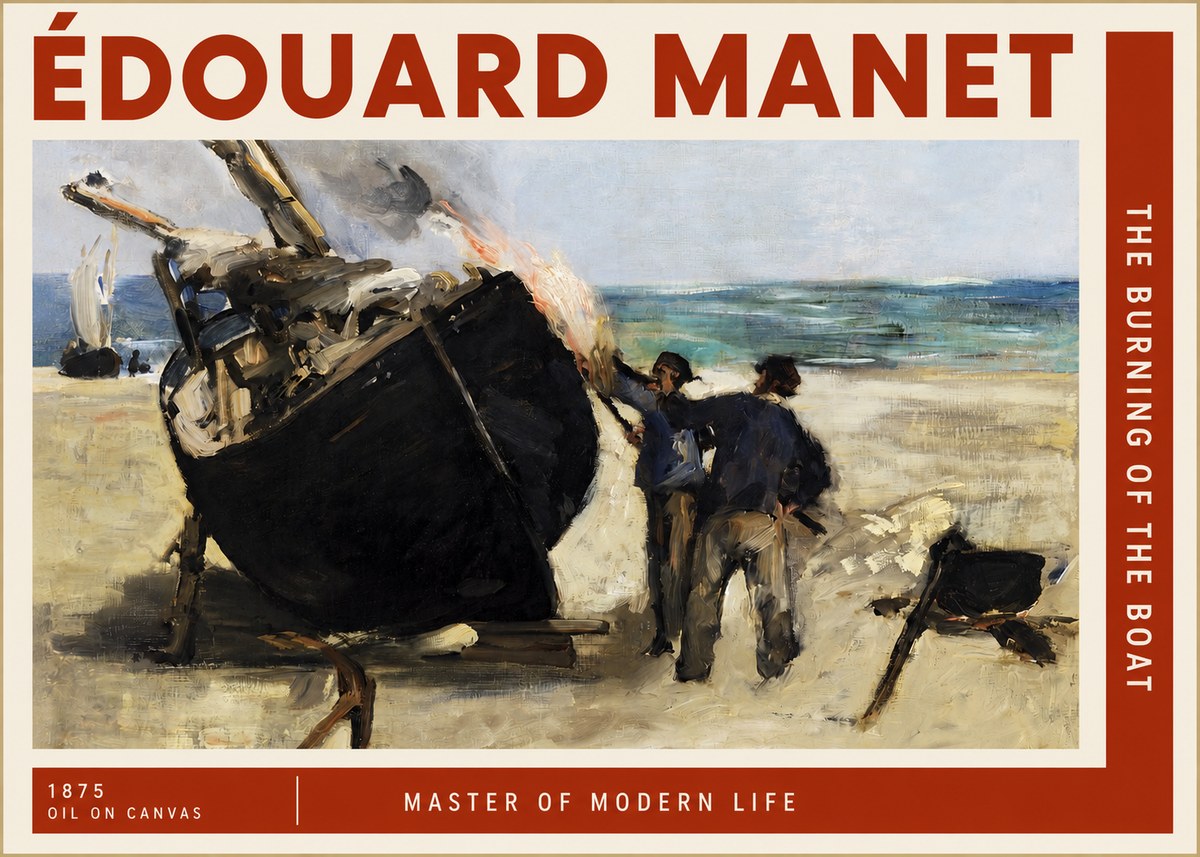 Édouard Manet The Burning of the Boat No2 - Plakat