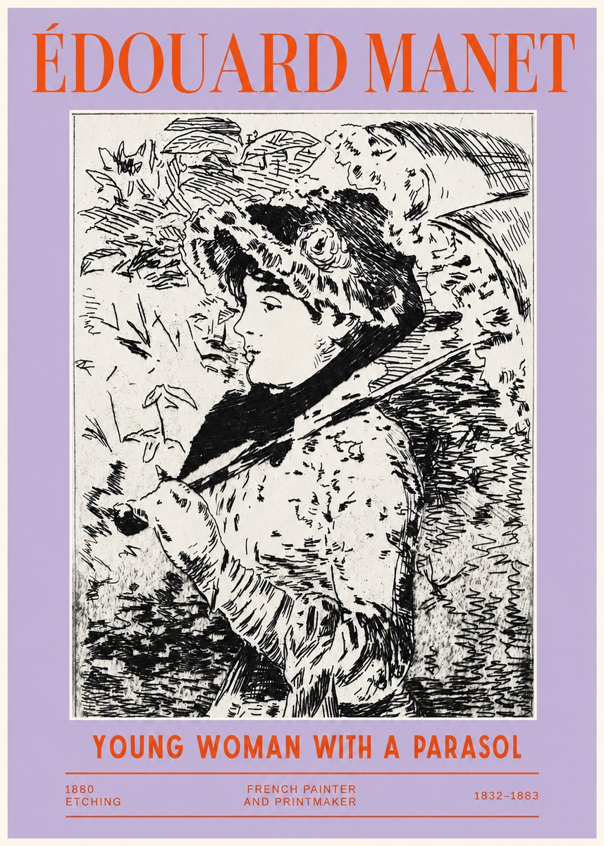 Édouard Manet Young Woman with a Parasol No2 - Plakat