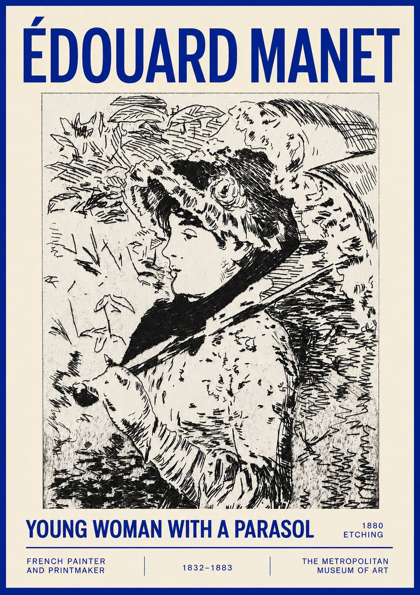 Édouard Manet Young Woman with a Parasol No4 - Plakat