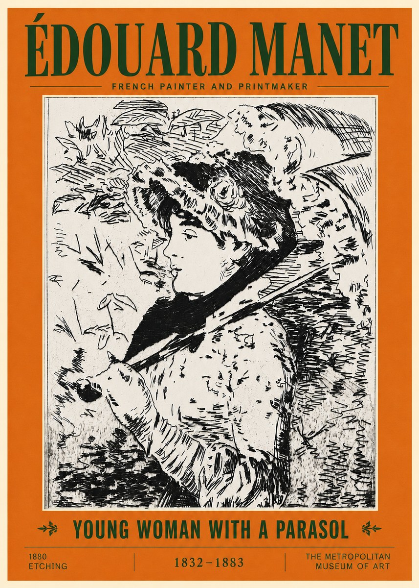 Édouard Manet Young Woman with a Parasol No5 - Plakat