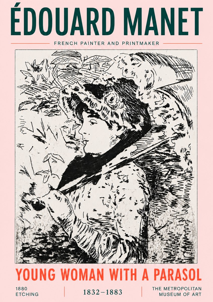 Édouard Manet Young Woman with a Parasol No6 - Plakat
