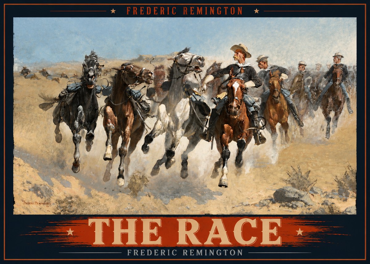 Frederic Remington The Race I No2 - Plakat