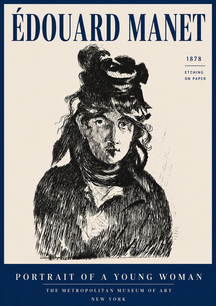 Édouard Manet Portrait of a Young Woman I No4 - Plakat