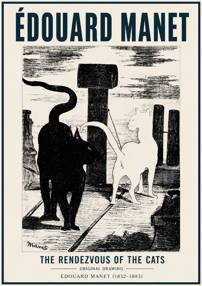 Édouard Manet The Rendezvous of the Cats No6 - Plakat