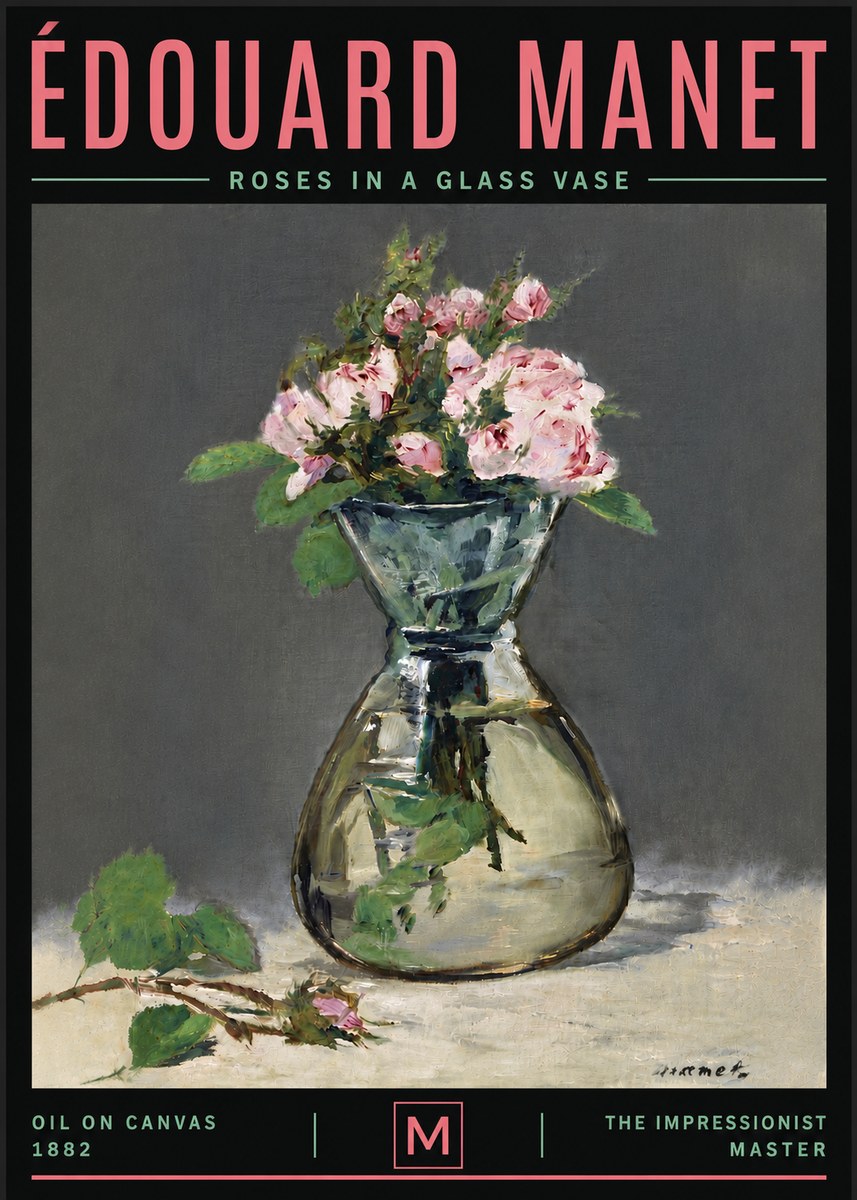 Édouard Manet Roses in a Glass Vase II No6 - Plakat