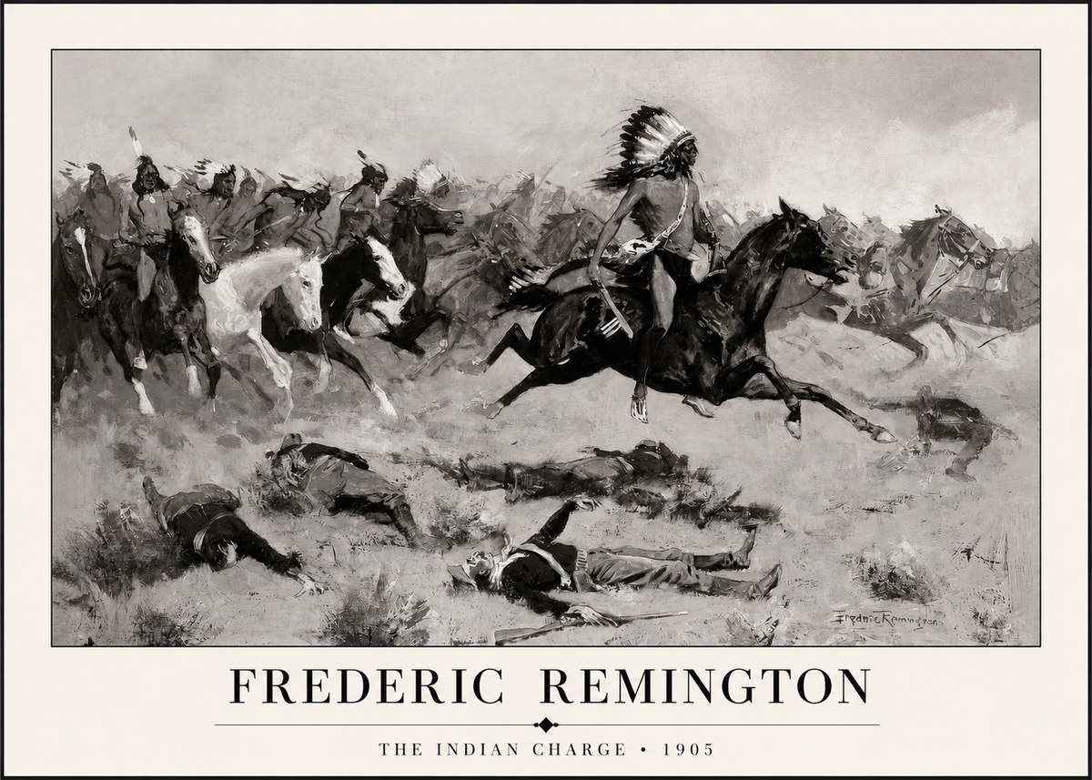 Frederic Remington The Indian Charge No1 - Plakat