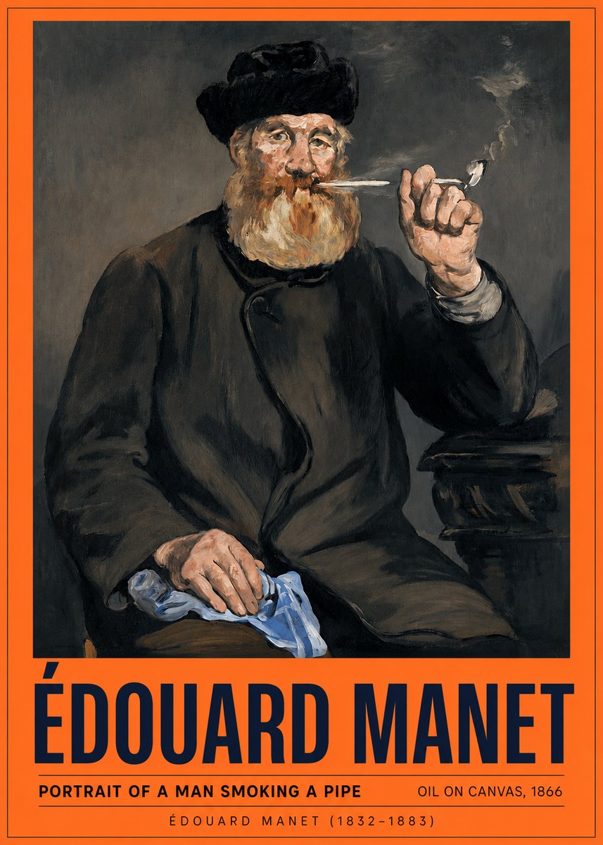 Édouard Manet Portrait of a Man Smoking a Pipe No2 - Plakat