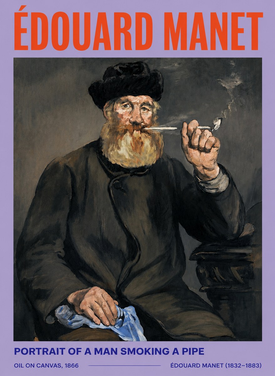 Édouard Manet Portrait of a Man Smoking a Pipe No5 - Plakat