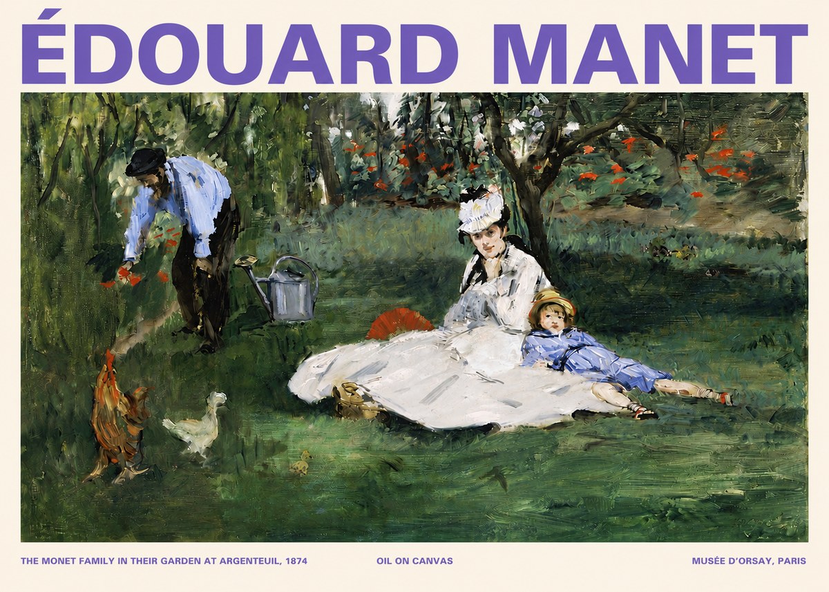 Édouard Manet The Monet Family in Their Garden at Argenteuil, 1874 No4 - Plakat