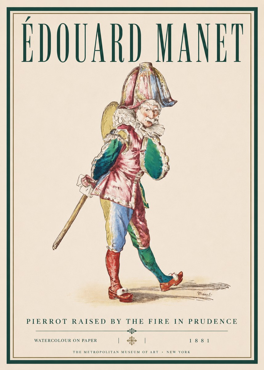 Édouard Manet Pierrot Raised by the Fire in Prudence No3 - Plakat