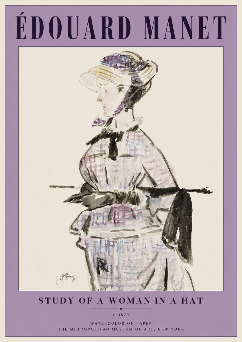 Édouard Manet Study of a Woman in a Hat No2 - Plakat