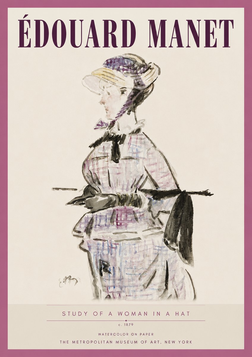 Édouard Manet Study of a Woman in a Hat No4 - Plakat