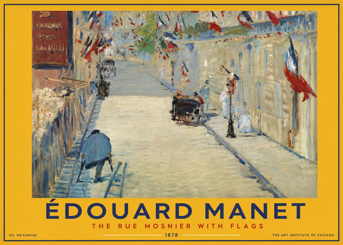 Édouard Manet The Rue Mosnier with Flags No2 - Plakat