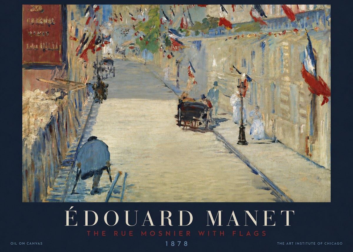 Édouard Manet The Rue Mosnier with Flags No3 - Plakat
