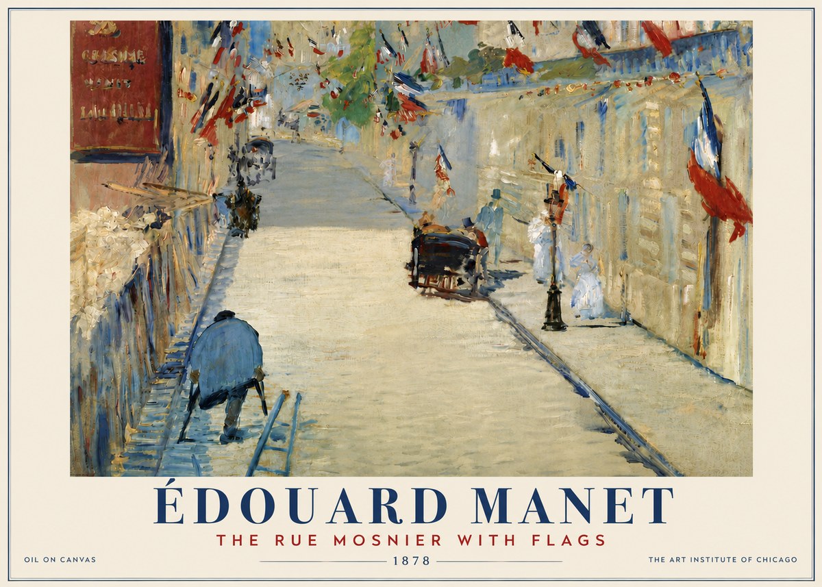 Édouard Manet The Rue Mosnier with Flags No4 - Plakat
