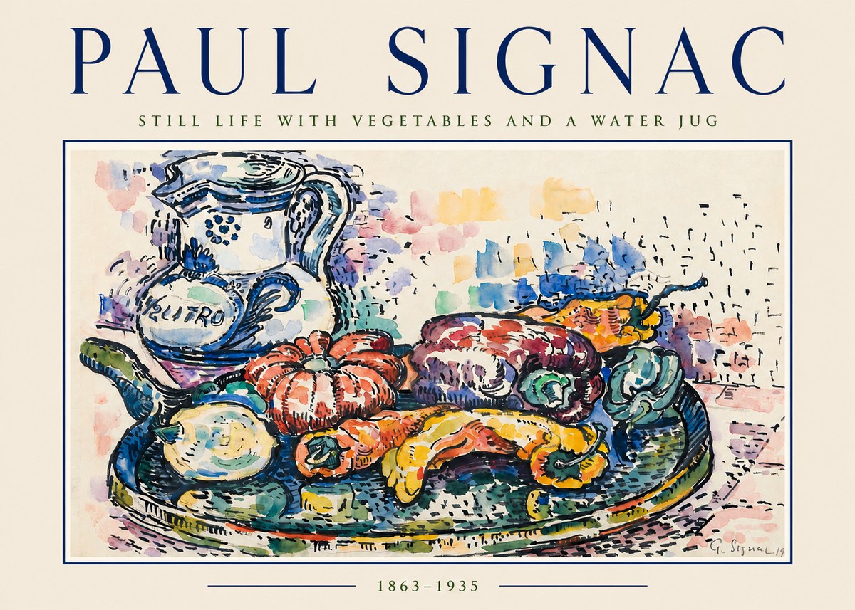 Signac Still Life with Vegetables and a Water Jug No3 - Plakat