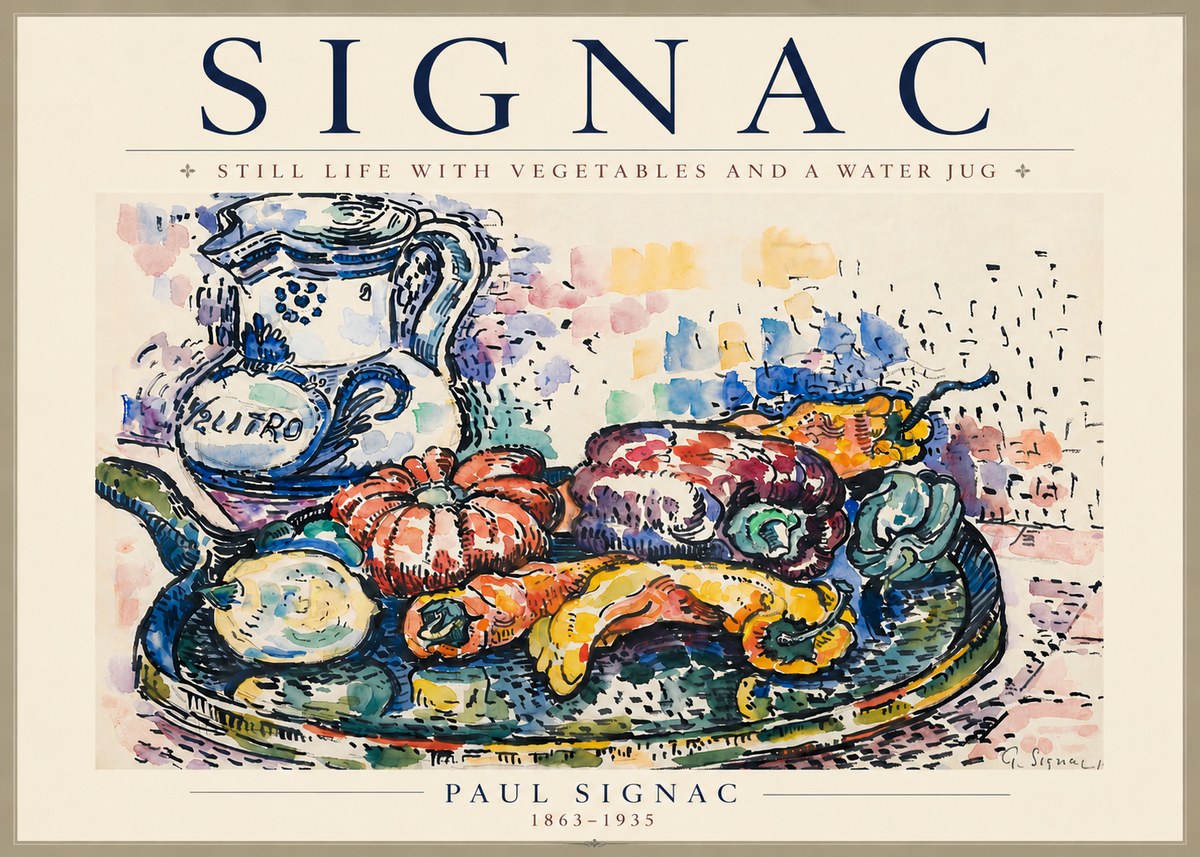 Signac Still Life with Vegetables and a Water Jug No4 - Plakat