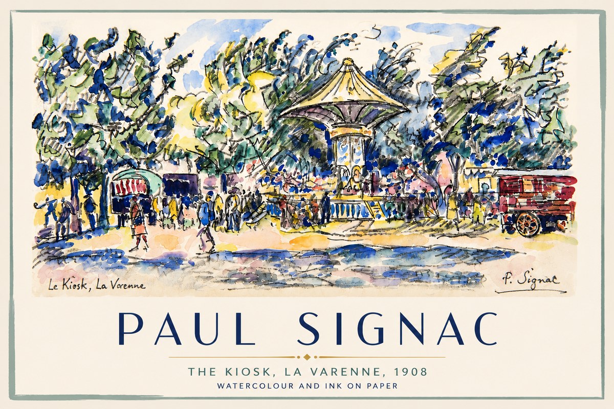 Signac The Kiosk, La Varenne, 1908 No4 - Plakat