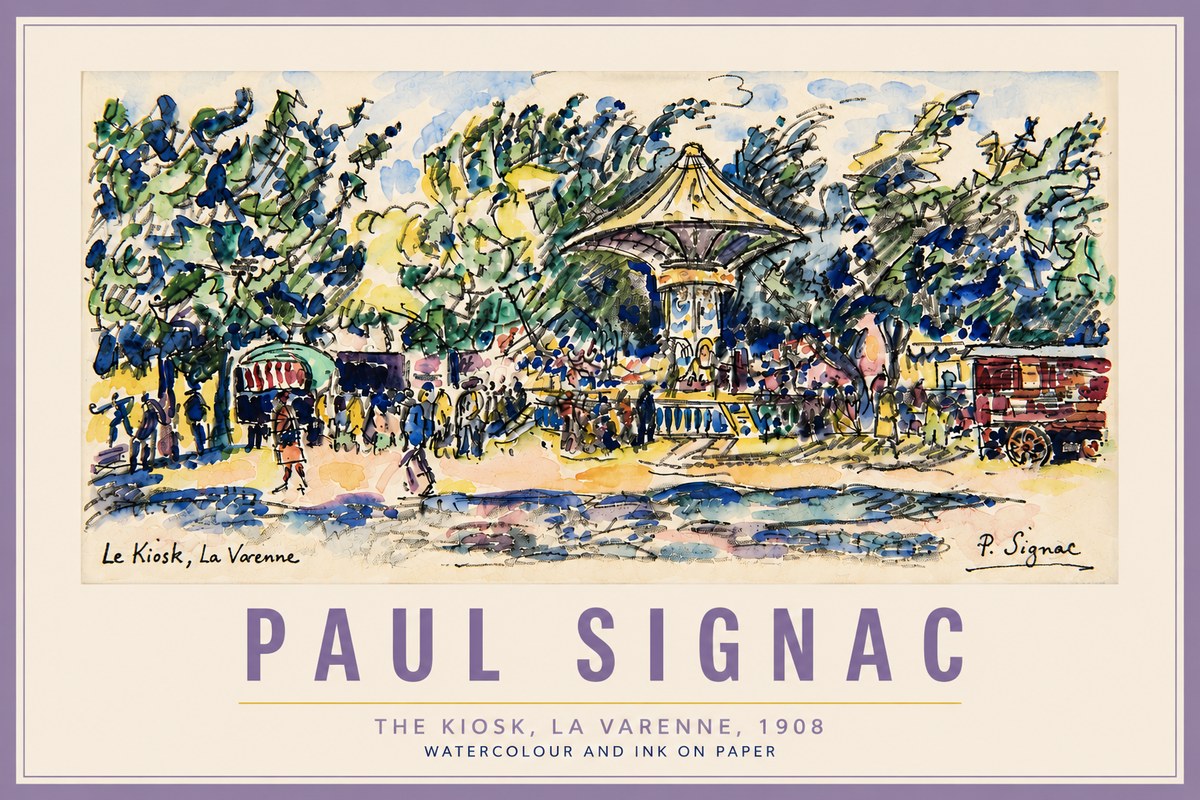 Signac The Kiosk, La Varenne, 1908 No6 - Plakat