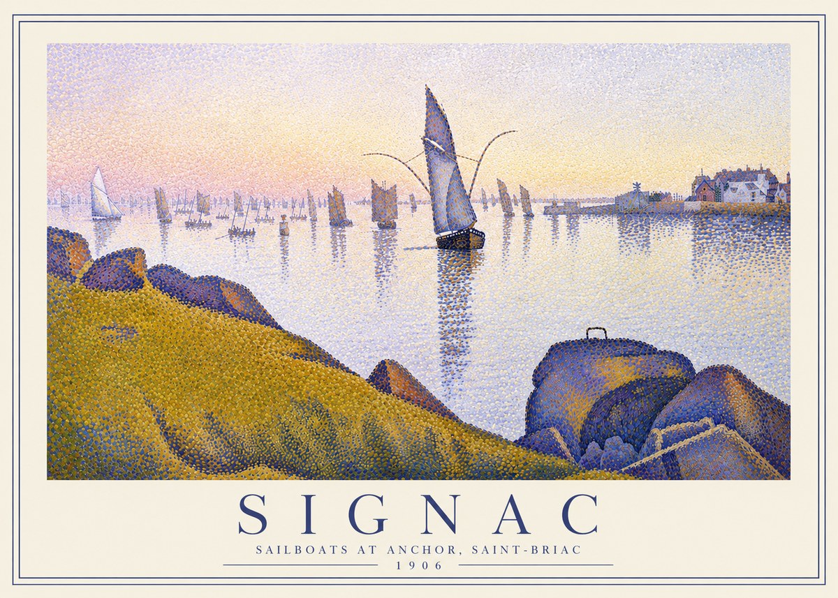 Signac Sailboats at Anchor, Saint-briac No3 - Plakat