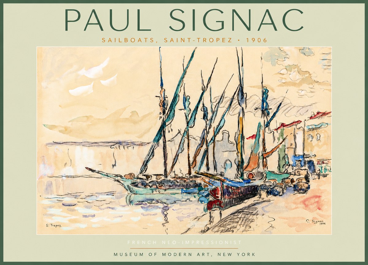 Signac Sailboats, Saint-tropez No4 - Plakat