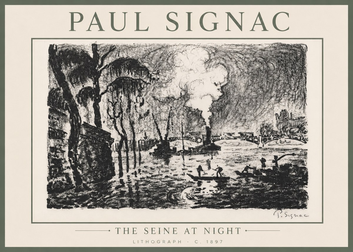 Signac The Seine at Night No6 - Plakat