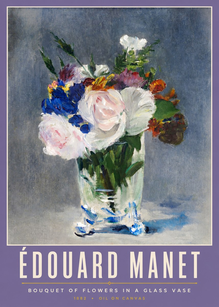 Édouard Manet Bouquet of Flowers in a Glass Vase No2 - Plakat