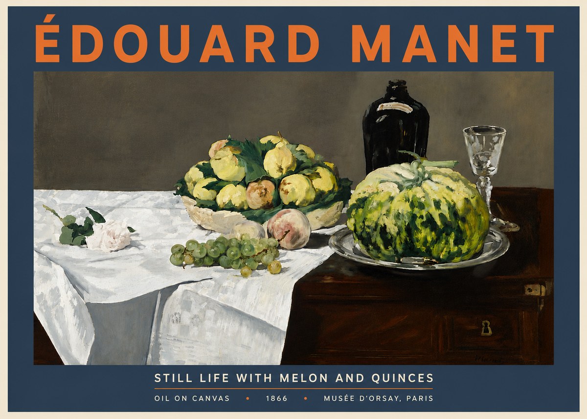 Édouard Manet Still Life with Melon and Quinces No6 - Plakat