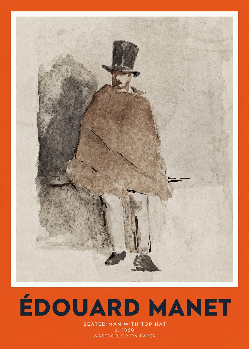 Édouard Manet Seated Man with Top Hat No2 - Plakat