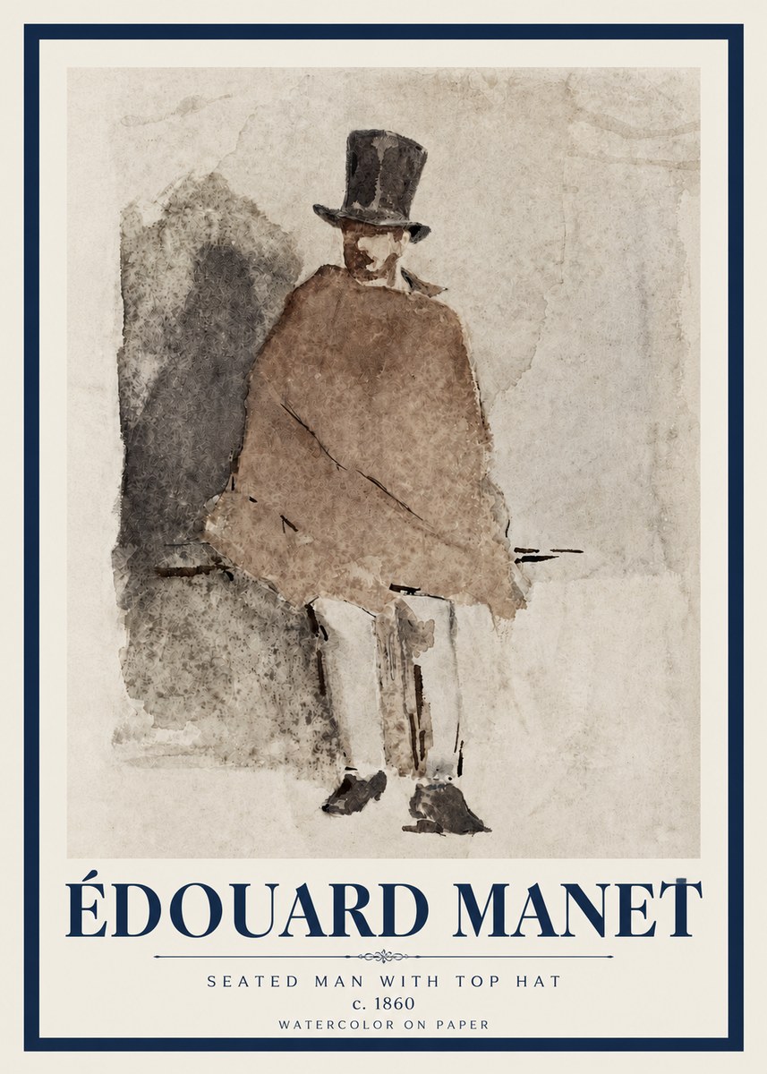 Édouard Manet Seated Man with Top Hat No3 - Plakat