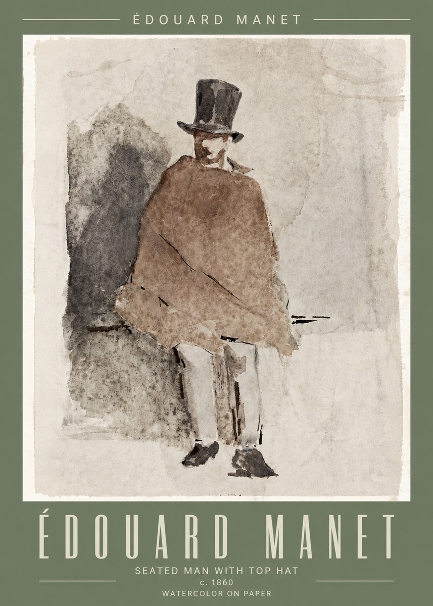 Édouard Manet Seated Man with Top Hat No4 - Plakat