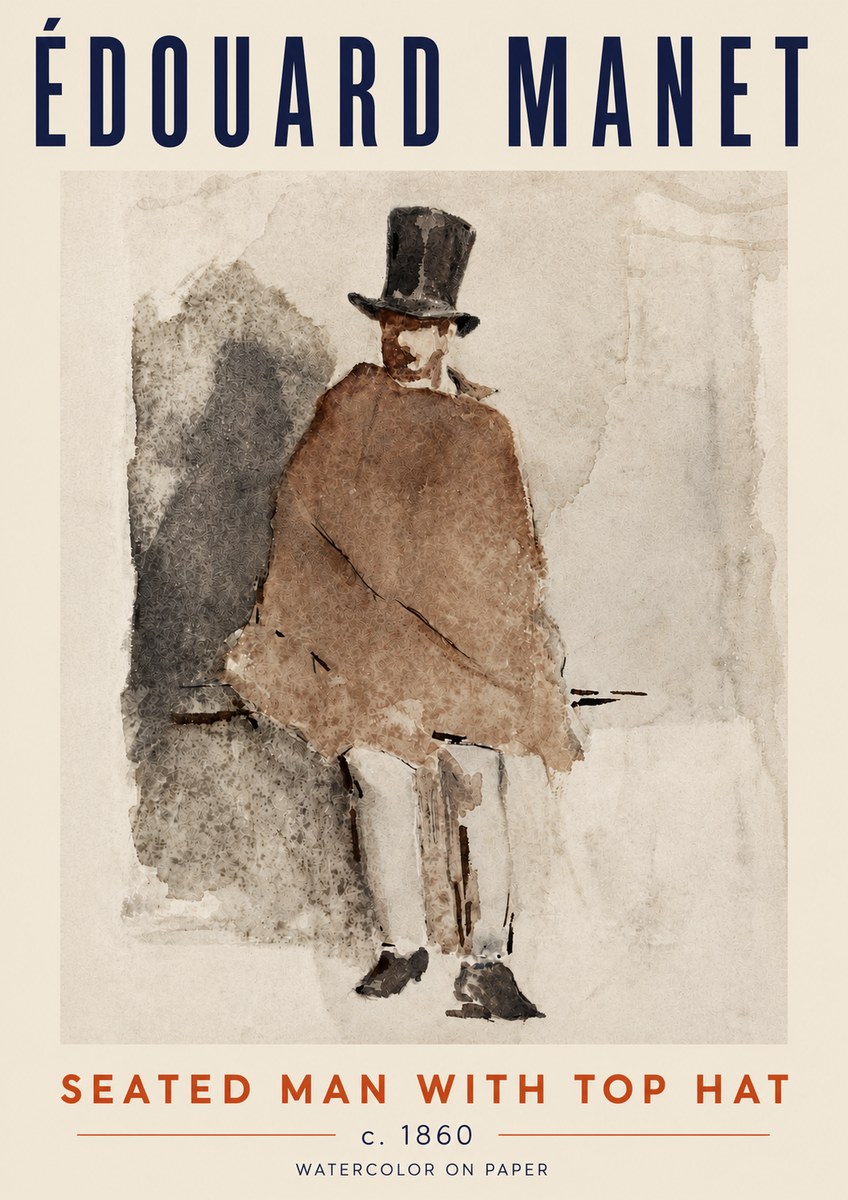 Édouard Manet Seated Man with Top Hat No5 - Plakat
