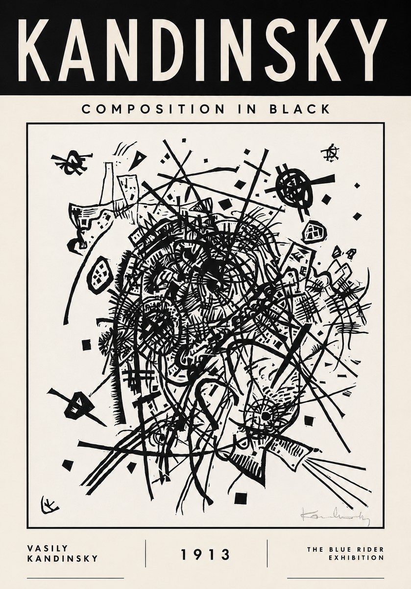 Kandinsky Composition in Black No3 - Plakat