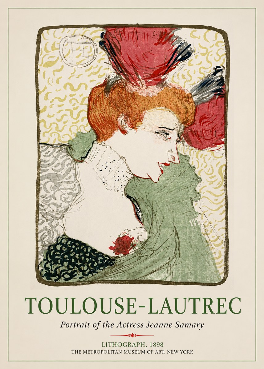 Toulouse-Lautrec Portrait of the Actress Jeanne Samary No1 - Plakat