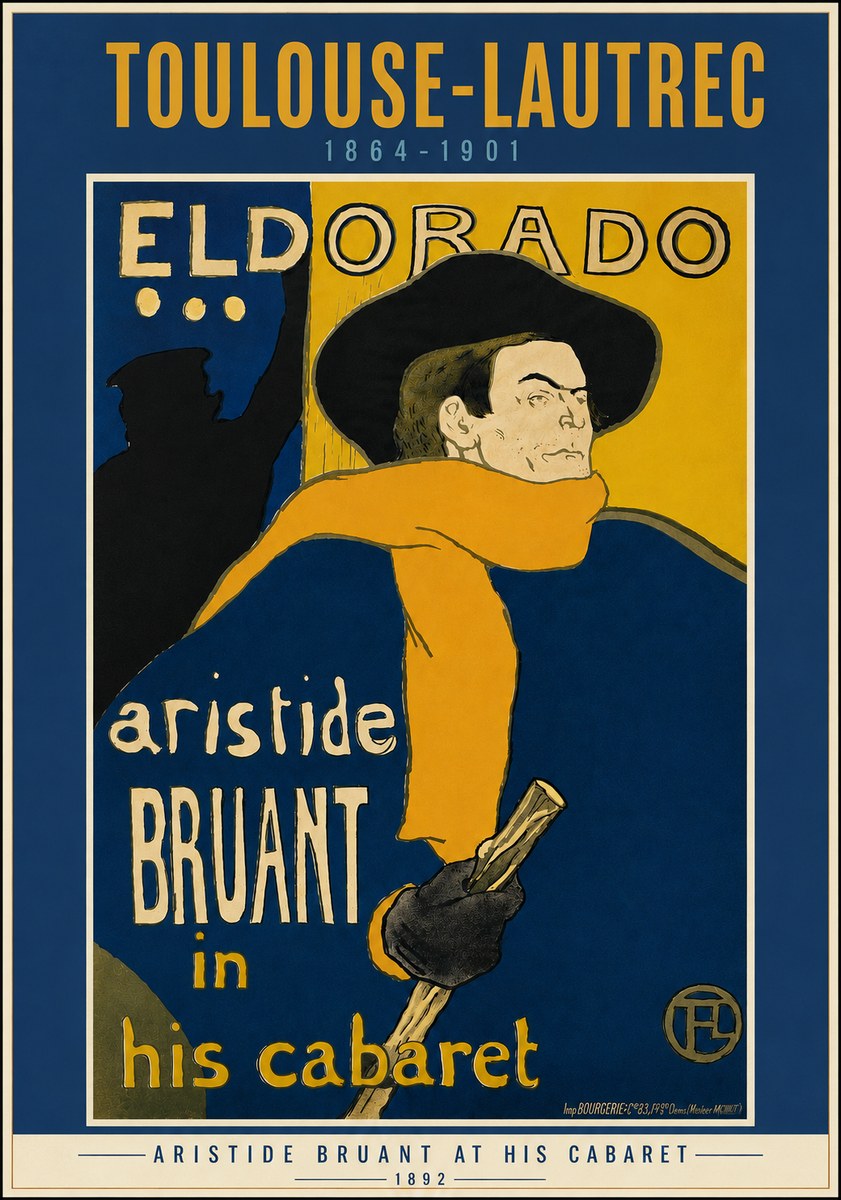 Toulouse-Lautrec Aristide Bruant at His Cabaret No4 - Plakat