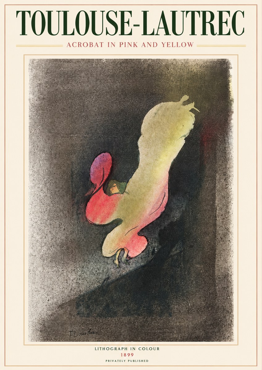 Toulouse-Lautrec Acrobat in Pink and Yellow No3 - Plakat